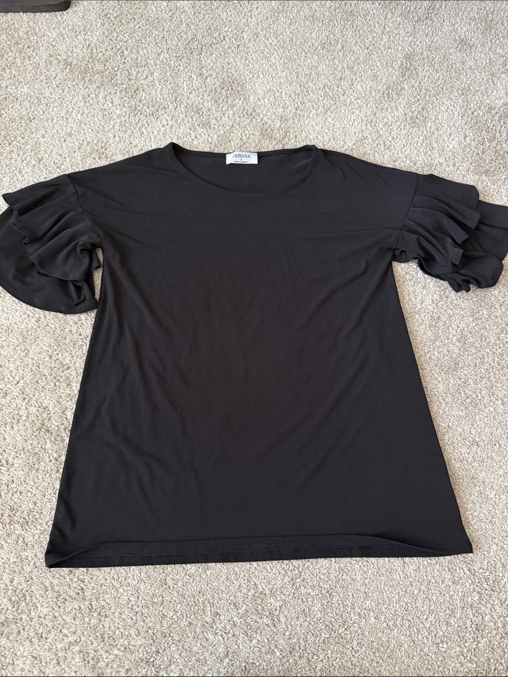 Black Ruffle Sleeve Women's Top